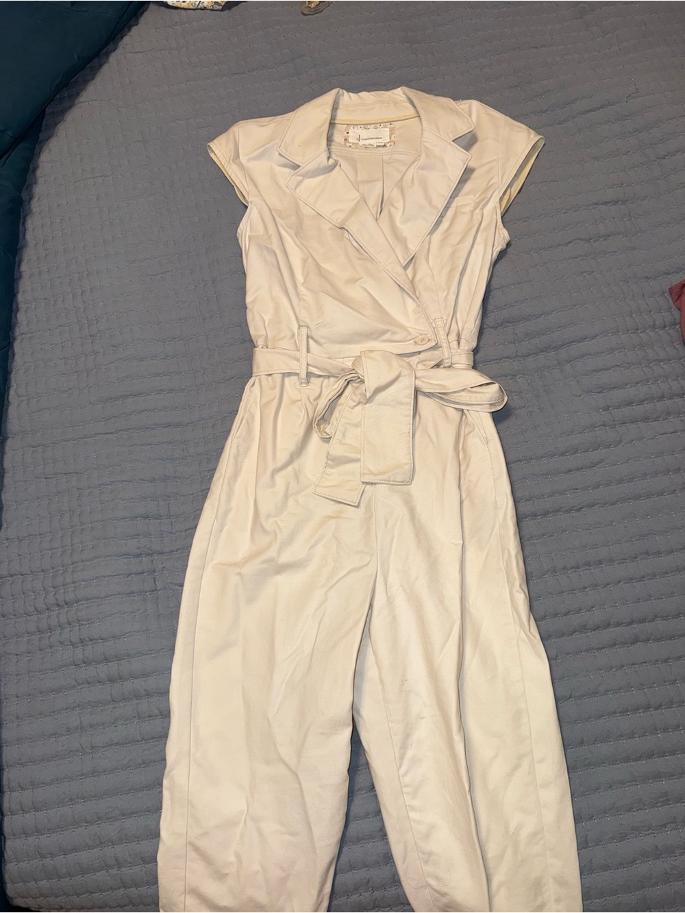 Anthropologie Cream Utility Jumpsuit with Belt